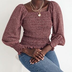 NWOT - Madewell Lucie Bubble-Sleeve Smocked Top in Cottage Garden - Size S